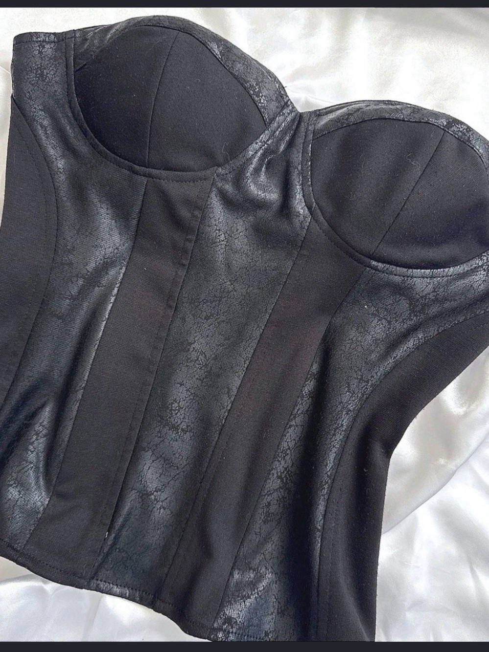 Charlotte Russe Black Strapless Corset Bustier Top